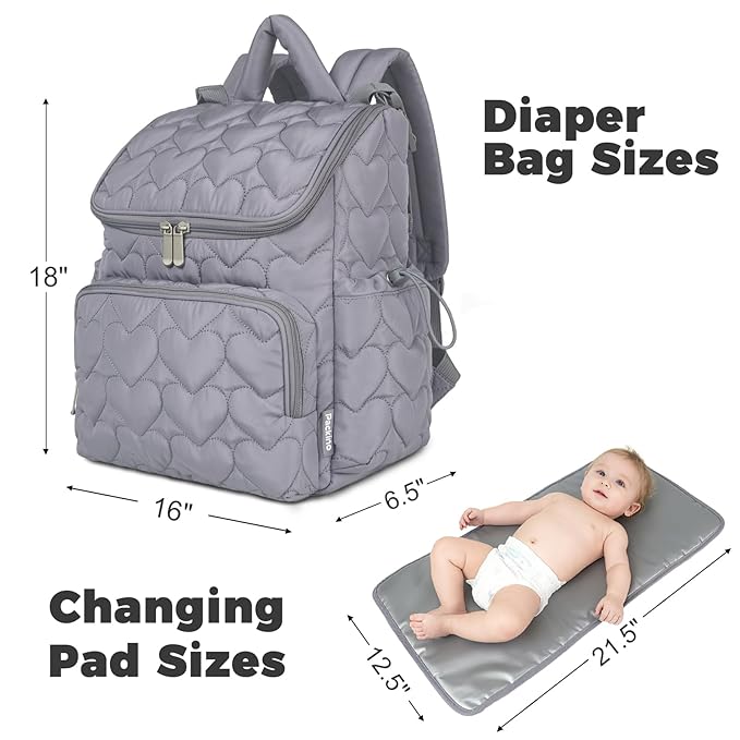Baby Diaper Bag Backpack, Multifunction Baby Bag for Mom Dad, Large Capacity Diaper Backpack with Changing Pad Stylish Pañaleras para Bebe Stroller Straps, Newborn Baby Essentials Must Haves for Women