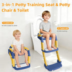 Potty Training Seat, Upgrade Toddler Toilet Seat for Kids Boys Girls, 3 in 1 Potty Training Toilet with Step Stool Ladder-Non Slip Foldable (Blue+Yellow)