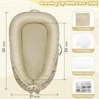 Baby Lounger - Baby Lounger for Newborn 0-24 Months, Breathable & Soft Cotton and Velvet Cover Baby Nest, Portable Tummy Time Lounger for Home and Travel, Ideal Baby Essentials & Shower Gifts