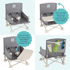 Hiccapop OmniBoost Travel Booster Seat with Tray for Baby, Dining Table, Camping, Beach, Grandma’s | Folding Portable Tip-Free Design Straps to Kitchen Chairs