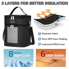 Mancro Breast Milk Cooler Travel Bag with Ice Pack, Double Layer Baby Bottles Bag for Daycare Fits 6 Baby Bottle up to 9 Ounces, Breast Pump Bag for Nursing Moms with Shoulder Strap, Black