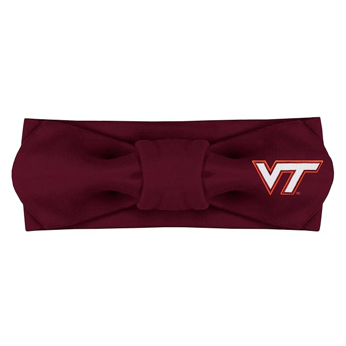 Creative Knitwear Virginia Tech Hokies Infant Girls Maroon Solid Hair Knot Headband Embroidered Logo - Size Newborn - 4T