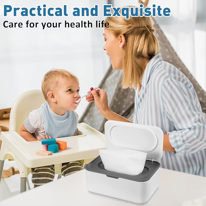 6 Pack Baby Wipes Dispenser Wipe Holder with Lids Refillable Container with Sealing Design Keeps Fresh Easy Open and Close for Bathroom Baby Nursery(Dark Gray)