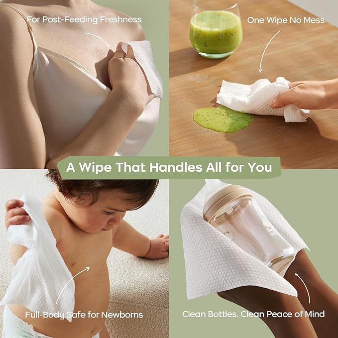 Bc Babycare Cloud Moist Baby Wipes, Thick & XL, 99% Water, Ultra-Hydrating, Unscented, Hypoallergenic for Sensitive Skin, Biodegradable, 3 Flip-Top, 240 Count