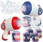 EagleStone Bubble Guns for Kids 4-8, 2 Pack Light-Up Automatic Bubble Gun Blasters with 4 Solution, Bubble Machine for Toddlers, Outdoor Summer Toy, Easter Gifts, Birthday Wedding Party Favors