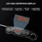 1-Second Rapid and Accurate Meat Thermometer - Waterproof Multifunctional Kitchen Food Thermometer, Ideal for Frying, Smoking, Grilling and More (Black)