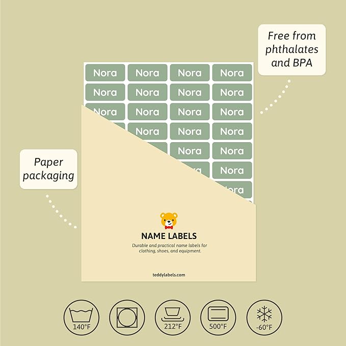 Personalized Name Labels for Kids (120) – Custom Waterproof & Durable Stickers for Clothing, Daycare, Office & School Supplies - Solid Color