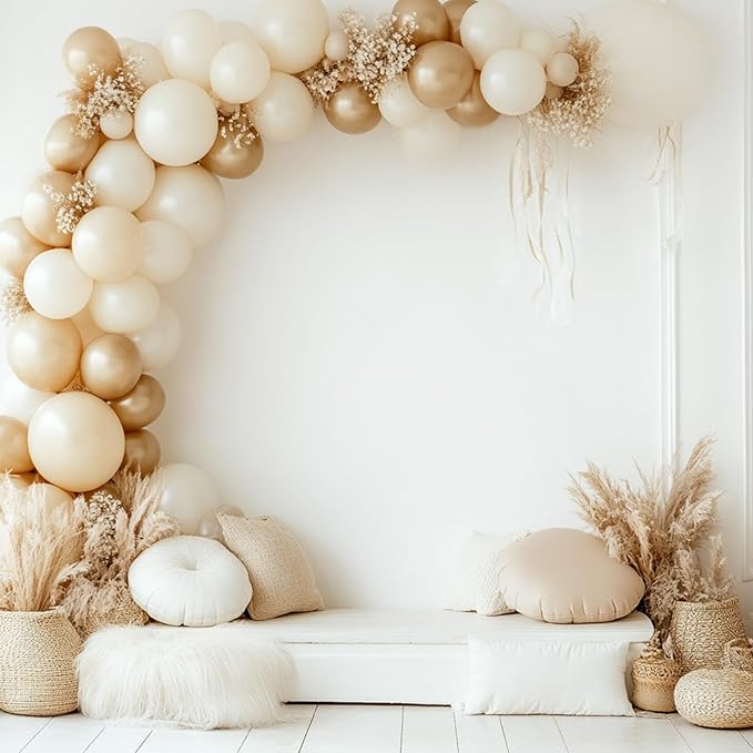RUBFAC 129pcs Ivory white Balloons Different Sizes 18 12 10 5 Inch Latex Balloon Garland Arch for Party Decoration Birthday Gender Reveal Wedding Anniversary Baby Shower Party Supplies