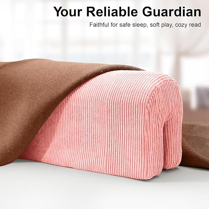 Bed Rail Bumpers Protector, Hospital Bed Rails Padding, Loft Beds and Bunk Beds Bumpers Protector, Premium Soft Memory Foam - Anti-Bump | Fall Prevention, Size 35.4 x 5.5 x 7.9 Inches, Pink