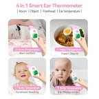 Forehead and Ear Thermometer 3 in 1 Non-Contact Backlight Body Object Temperature Checking Sensor Touchless Digital Thermometer with Fever Alert