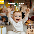 TOY Life Wooden Toys Cars, Montessori Toys for Babies 0-6-12 Months, Babies Bunny Rattle Cars for Toddlers 1-3, Wooden Baby Toys Gift 1 Year Old, Baby Boy Nursery Decor, Elephant & Rabbit Toy Car