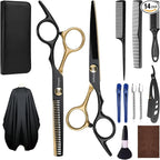 14-Piece Professional Hair Cutting Scissors Kit – Stainless Steel Hair Shears, Barber Scissors, Thinning Shears & Razor – Hair Cutting Kit for Men/Women/Kids – Barber Supplies & Accessories