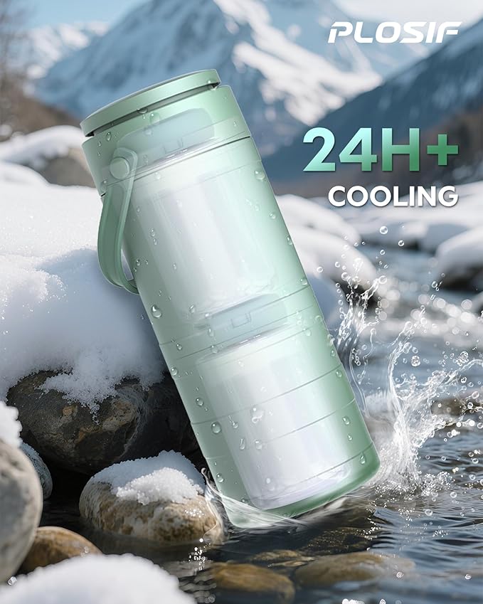 Portable Breast Milk Cooler for Outdoors, 360° All-Round Cooling Keeps Milk Fresh for 24 Hours, 22oz Large Capacity Breastmilk Chiller with 2pcs BPA-Free Bottle for Breastmilk Storage