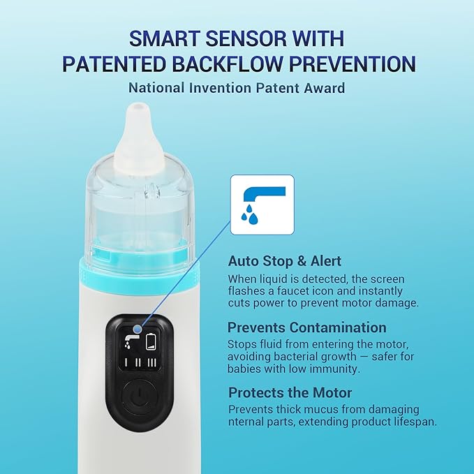 Mibest Nasal Aspirator for Baby - Electric Nose Suction for Baby - Booger Sucker for Toddlers - Electric Baby Nose Sucker with Anti-Backflow Patent - Ergonomic & Quiet - Waterproof Baby Nose Cleaner