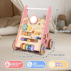 Wooden Baby Walker, Push Walker for Baby Girl 6-12 Months, Montessori Walker Push Toy for Toddlers Learning to Walk