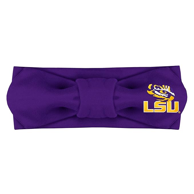 Creative Knitwear LSU Tigers Infant Girls Purple Solid Hair Knot Headband Embroidered Logo - Size Newborn - 4T