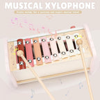 Joyreal Montessori Toys for 1 Year Old Girl Gift - Pink Wooden Hammering Pounding Toy with Xylophone & Fishing Game - Toddler Learning Activities for Kids 1+ 2 3 Year Old Christmas Birthday Gifts