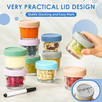 DRKIO 6 Pack Glass Baby Food Storage Containers - 4 Oz Baby Food Jars with Lids Baby Food Maker Microwave Dishwasher Freezer Safe 100% Leak Proof BPA Free Reusable