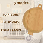 Crib Mobile Motor with Music Box, Baby Mobile for Crib with 12 Classic Lullabies & Rotating Function, Wooden Design Crib Mobile with Music