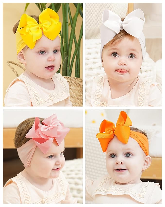 doboi 20pcs Baby Girls Bows Headbands Nylon Hairbands Ribbon Bow Elastic Hair Accessories for Newborns Infants Toddlers and Kids