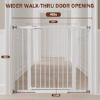 Mumeasy 36" Extra Tall Baby Gate for Stairs and Doorways, 26-40" Auto Close Dog Gate Indoor, Easy Install Pressure Mounted Pet Gate, Safety Baby Gates with Door for Child and Pets