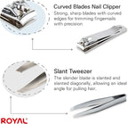 ROYAL [Made in Korea] Nose Hair Trimmer for Men Set, Birdie Set, with Nail Clippers and Tweezers, Manual, Battery-Free, Waterproof, Painless with Twelve Dual-Edged Blades, Patented Mechanism RET-4