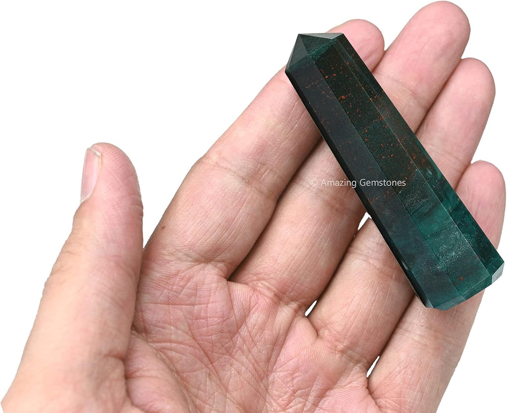 Amazing Gemstone Bloodstone Crystal Towers ~ Natural Healing Crystal Point Obelisk for Reiki Healing and Crystal Grid (3- Inch)