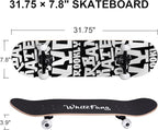 WhiteFang Skateboards for Beginners, Complete Skateboard 31 x 7.88, 7 Layer Canadian Maple Double Kick Concave Standard and Tricks Skateboards for Kids and Beginners