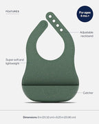 Lalo The Bib - Waterproof, Non-Toxic Silicone Baby Bib with Adjustable Neck Band & Silicone Food Pouch Catcher, Set of 2