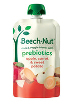 Beech-Nut Baby & Toddler Food Pouches with Prebiotic Fiber, Carrot Apple & Sweet Potato, 3.5 oz (12 Pack)