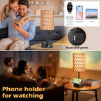 Rattan Table Lamps for Living Room, 3 Way Dimmable Touch Lamps, Small Bedside Lamps with LED Bulbs, Phone Stand, USB Ports and AC Outlet, Boho Nightstand Lamp for Kids Room, Bedroom, Office (1 Pack)