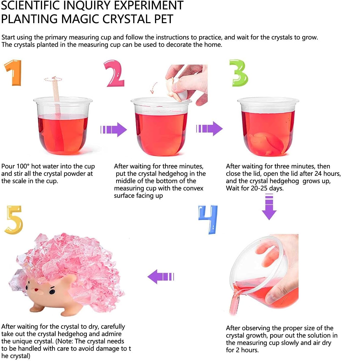 Crystal Growing Toys for Kids - Vibrant Colorful Crystal Hedgehog to Grow,Science Experiments Learning and Education for Kids STEM Gifts for Boys & Girls 8 Years + (Dream Pink)