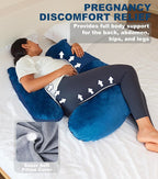 Pregnancy Pillows for Sleeping, Maternity Pillow for Side Sleeper, Support for Back, Legs, Belly, HIPS for Pregnant Women Blue