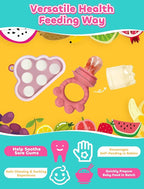 Breastmilk Popsicle Molds & Baby Fruit Food Feeder Pacifier, Silicone Baby Food Storage Containers, Baby Popsicle Molds Teething for Toddler Teething & Infant Self Feeding (Pink)