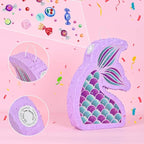 WERNNSAI Mermaid Piñata - Mermaid Party Supplies Piñata Bundle with Blindfold and Bat for Girls Kids Ocean Theme Birthday Party Game Carnival Activity Decorations (16.7" x 12.2" x 3.1")