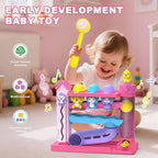 Toddler Musical Toys for 1+ Years Old Girls,Fine Motor Skills Developmental Baby Toy 12-18-24+ Months,Bilingual Toddler Learning Ball Drop Toy,Infant Birthday Gifts Toys for 1 2 Year Old Girl(Pink)