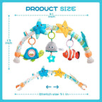 Jollybaby Musical Bassinet Stroller Crib Mobile Toy for Baby 0-6-12 Months, Infant Clip On Arch Hanging Toy with Music, Montessori Sensory Nursery Mobiles Attachment Toy for Newborn Gift - Starfish