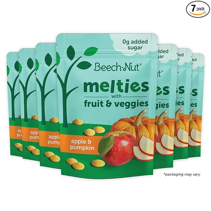 Beech-Nut Melties Baby & Toddler Snack Melts, Apple Pumpkin, 1 oz (7 Pack)