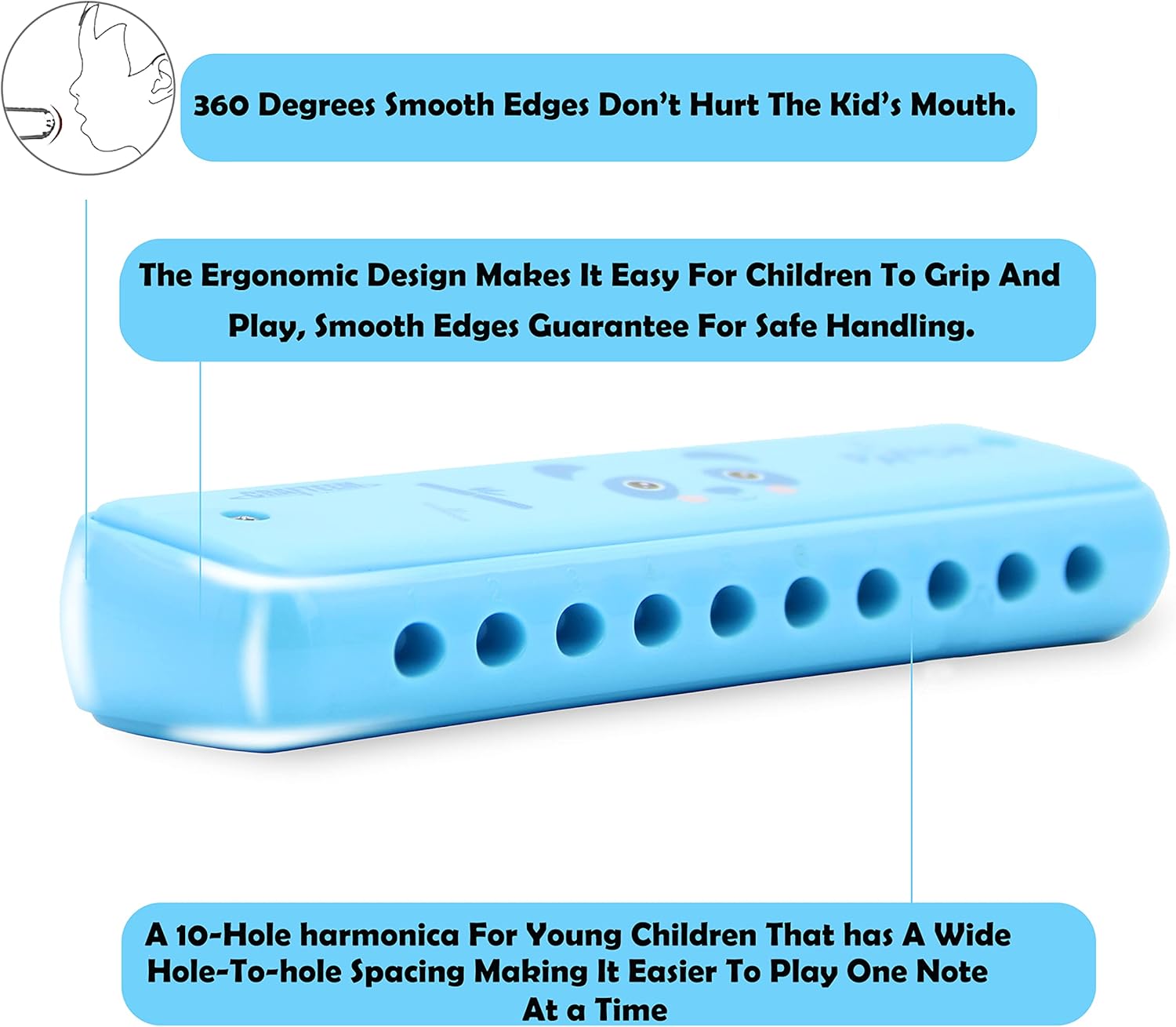 Color Blues Harmonica, Key of C for Kids, Children, Toddler and Beginners,10 Hole 20 Tones Musical Instrument Toy Gift