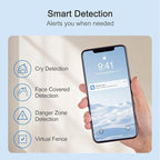 Simsky Smart Baby Monitor with 2×4MP Camera, 6X Optical Quality Zoom, 32GB Local Storage, AI Tracking, Intelligence Detection, Pan-Tilt-Zoom, Add-on Camera Monitor