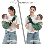 Baby Sling Carrier, Toddler Carrier Sling with Double Safety Buckle and Adjustable Shoulder Strap(7-30lbs), Baby Carriers One Size Fits All, Dark Green