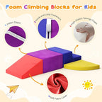 Lischwert Foam Climbing Blocks for Toddlers 1-3, 4pcs Soft Play Set with Crawling Exploration Toys, Indoor Outdoor Infant Safe Blocks for Baby Gym & Toddler Playground - Colorful