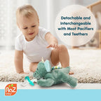 RaZbaby JollyPop Pacifier, Holder w/Detachable Baby Pacifier, Stuffed Animal RaZbuddy, All Ages 0M+, 100% Medical Grade USA Made Silicone, Machine Washable, Textured & Easy to Hold – Dragon