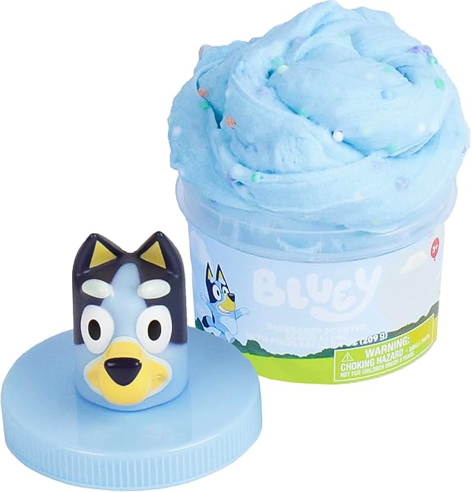 Bluey Premium Cloud Slime, Blueberry-Scented Fluffy Slime, Pre-Made Slime for Kids with Mix-Ins, Bluey Toys, Party Favors for Kids 8-12, Bluey Party Favors, Girls Toys 8-10, Toddler Travel Toys