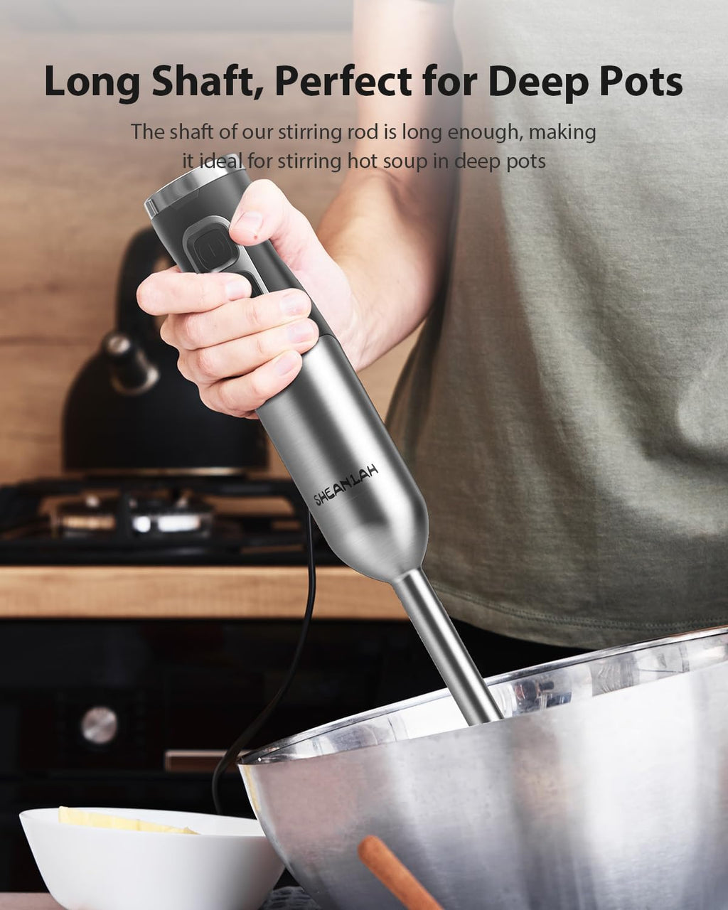 1000W Powerful Immersion Blender Handheld, 2025 New Update Hand Blender with 25-Speed and Heavy-Duty Copper Motor, 4 in 1 Hand Mixer with Chopper, Whisk, Beaker and Wand