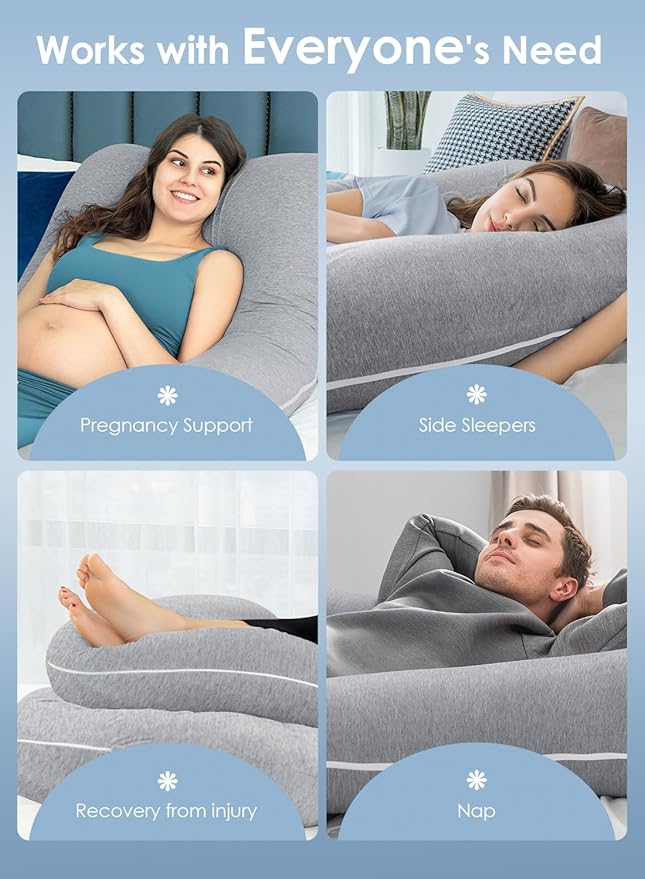 QUEEN ROSE Pregnancy Pillows, Cooling U Shaped Body Pillow for Sleeping, Maternity Pillow for Pregnant Women, with an Extra Cotton Pillowcase