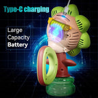 Sunflower Bubble Machine for Kids Automatic Flower Bubble Toy with Colorful Lighting for Toddlers Handheld 20000+Bubbles 3 Modes Fun Swing Dance Bubble Maker Blower Blaster Outdoor Toys Type-C Green