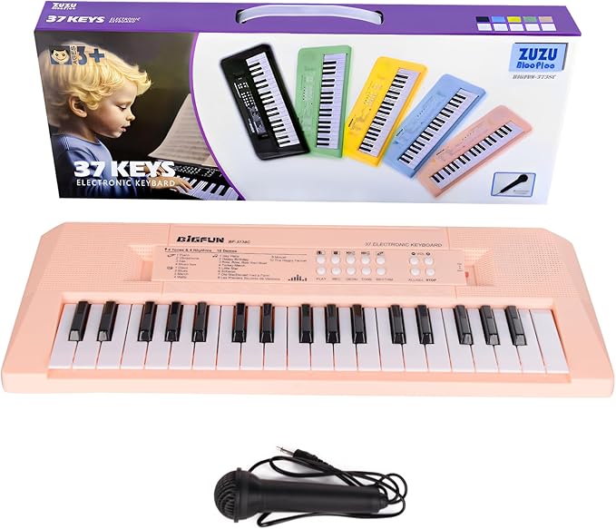 Kids Piano Keyboard, 37 Keys Portable Music Keyboard Early Learning Educational Electronic Music Piano Instrument Toys for 3 4 5 6 Year Old Boys and Girls (Pink)