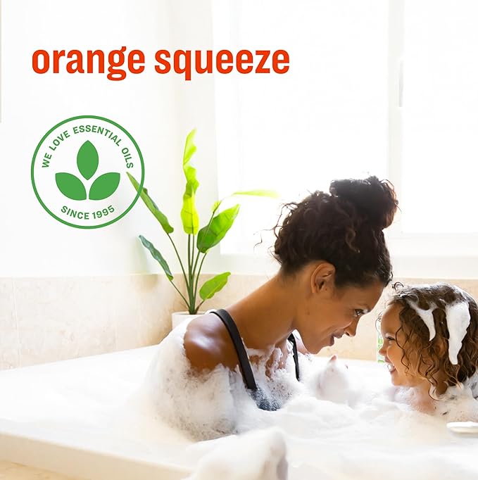 Everyone 3-in-1 Kids Soap, Body Wash, Bubble Bath, Shampoo, 32 Ounce (Pack of 2), Orange Squeeze, Coconut Cleanser with Organic Plant Extracts and Pure Essential Oils (Packaging May Vary)