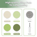 haakaa Baby Nail File Electric Baby Nail Care Set with LED Light, Baby Nail Clippers for Newborn/Infants/Adults Toenails and Fingernails, 6 Replacement Heads & Storage Case, Green